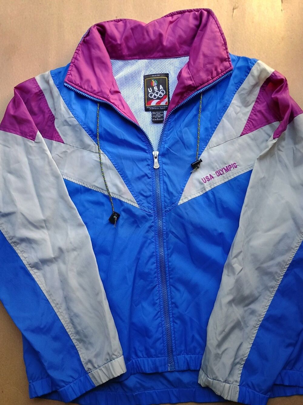 Vintage JC Penney USA Olympic Apparel Track Jacket Windbreaker Size L